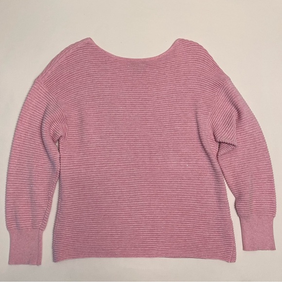 Tommy Bahama Bonita Rib Sequin Light Pink Boat Neck Cotton Blend Sweater size M - Picture 7 of 7